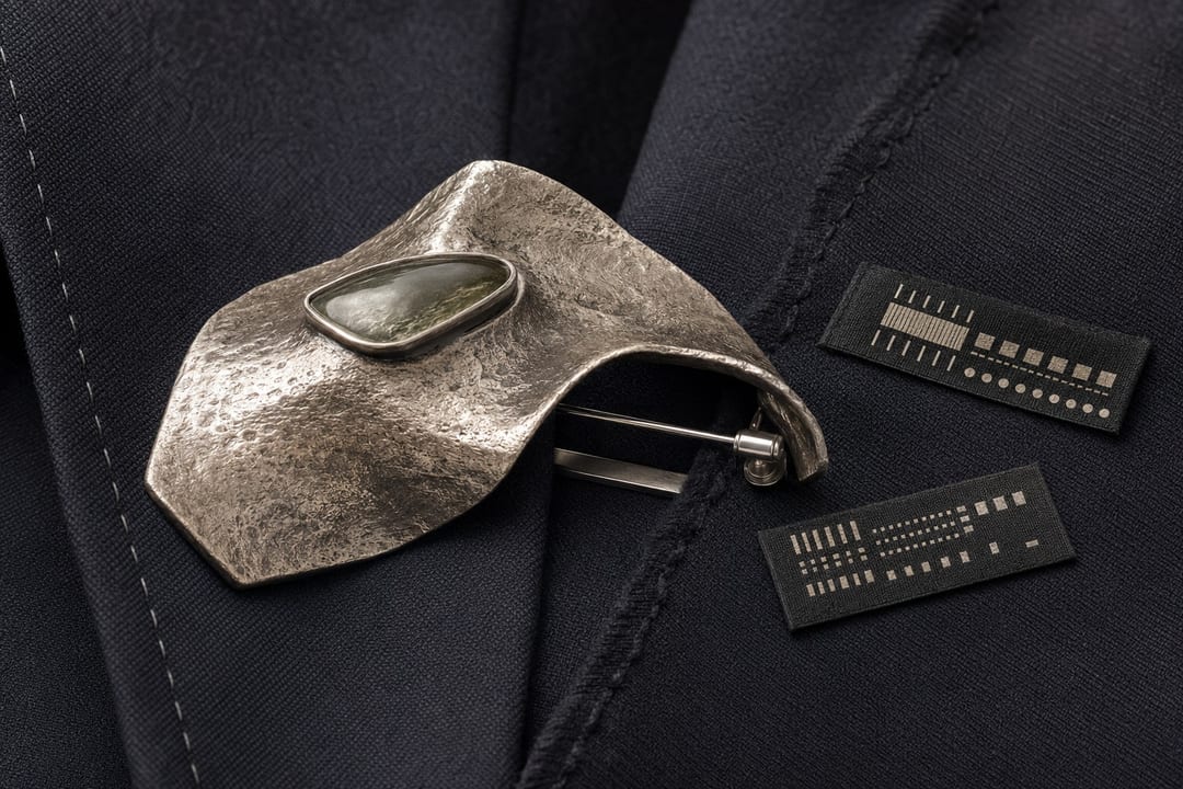 supply chain and symbolic meaning — macro view of stitching tension and label alignment