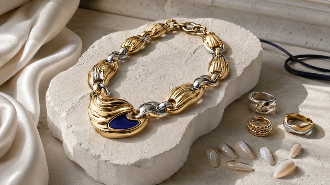 Summer jewelry trends 2026 with mixed metals statement rings and nail pairing